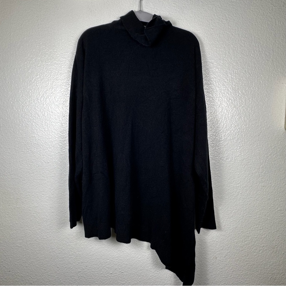 DG2 Women's Black Asymmetrical Hem Turtleneck Pullover Sweater Acrylic 2X